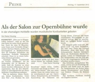 Klavierabend am restaurierten Klavier in den ZeitRäumen Bodenstedt