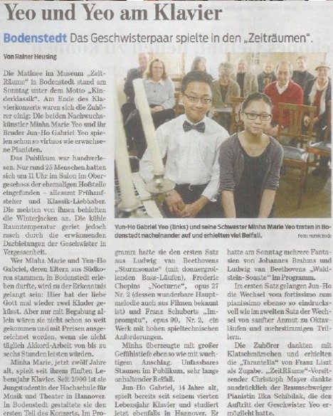 Yeo und Yeo am Klavier in den ZeitRäumen Bodenstedt