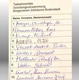 Gründungsmitglieder Bürgerverein ZeitRäume Bodenstedt e. V. 